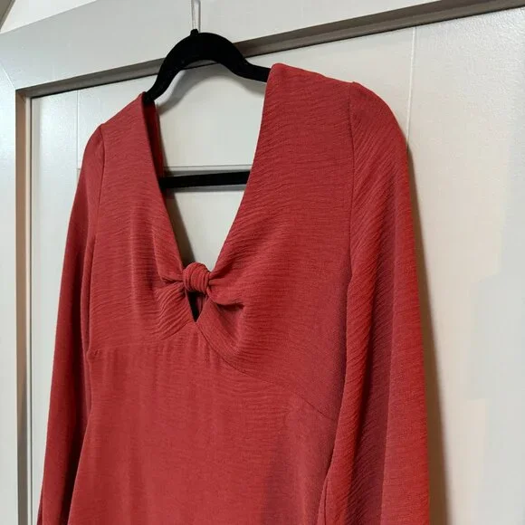 ALTAR'D STATE | Long Sleeve Deep Cut Knot Mini Dress Size Medium - Picture 3 of 11